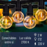 Guirnaldas 15 ampolletas led 10 mts, unibles - Imagen 2